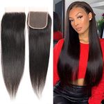 DaiMer 10A Brazilian Body Wave Lace Closure (12inch) 4x4 Free Part Swiss Lace Closure Natural Color Brazilian Virgin Human Hair Lace Closure Pre Plucked with Baby Hair