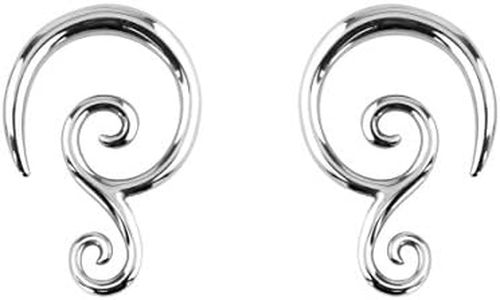 Forbidden Body Jewelry Pair of 12g (2mm) Surgical Steel Solid Tribal Design Taper Earrings