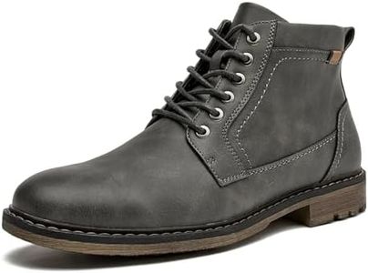 CLOWSE Men's Casual Dress Boots Motorcycle Combat Boots Zipper Fashion Leather Boots Lace Up Ankle Boots,Grey,8.5