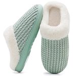 Ladies House Slippers Memory Foam Slippers for Women Comfortable Warm Cosy Non Slip Indoor Outdoor Home Slippers (Mint Green.FG,7/8 UK）