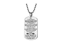 SBI Jewelry Men to Boyfriend Necklace Pendant Dog Tag Stainless Steel Couple Forever Together I Love You Women Boys Husband Best Friends Family BFF Anniversary Birthday