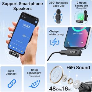 BOYA Wireless Lavalier Microphone for iPhone – 100m Range, Mini Lapel Mic for Podcast & Video