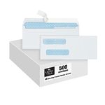 Quality Park #8 Double Window Security Envelopes for QuickBooks Checks, Redi-Strip Self Seal Closure, 3 5/8 x 8 11/16, 24 lb White, 500 Count (Pack of 1)(QUA50766)