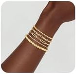 JECOMY Dainty 14K Gold Bracelets for Women - Waterproof Stackable Gold Bracelet Set - Perfect for Stylish Women