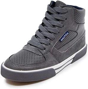 Nautica Kids Horizon Sneaker-Lace Up Fashion Shoe- Boot Like High Top-Horizon-Storm Grey Size-5
