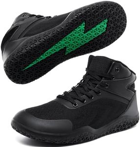Wrestling Shoes Boxing Shoes for Men Wide Toe Box Zero Drop High Top Black