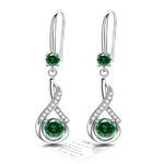 Silver Drop Earrings for Women Dangling, Sterling Silver Dangle Earrings with Cubic Zirconia, Hypoallergenic Green Dangly Drop Earrings for Women Jewellery Presents Birthday Christmas Anniversaries