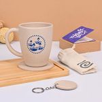 Eha Earth Friendly Coffee Mug Diwali Gift Hampers | 300 ml | Diya Printed Mug, Coaster, Key Chain | Made with Rice Husk | Gift for Sister, Gifts for Women | Mugs for Gift | 1 Unit | Sand Castle