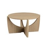 Walker Edison Contemporary Floating Marble-Top Round Coffee Table, Engineered Wood, Coastal Oak, 71.12 cm