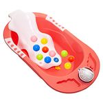 Mee Mee Baby Bath Tub for Toddlers 0-2 Years (Pink) | Safe & Space-Saving Bathtub with Anti-Slip Base | Comes with Floating Balls, Mug, Washable Sling & Drain Plug | Stable Plastic Baby Bath Seat
