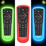 3 Pack Case for Dish Network Remote 52.0/54.0, Silicone Cover for Dish TV Remote Controller Skin Protective Universal Replacement Rubber Sleeve Protector-Glow Blue,Glow Green,Red