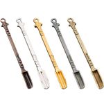 Mini Snuff Spoon, 5-Pack Mini Metal Spoon Power Spoon Cutlery Charm, Necklace Mini Spatula for Filling Small Bottles with Salt and Sand Home Kitchen Items (5 Colors, 3.14 Inch)