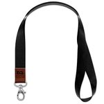 EDO GOT Key Lanyard - Neck Lanyards for ID Badges, Car Keys, Wallet & Phone - Casual & Professional Wear - Black Polyester & Genuine Leather, Metal Lobster Clasp - Wide Strap, 0.75 x 19.7" (50cm)