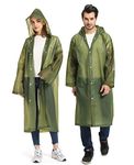 Opret 2 Pack Raincoats for Adults Reusable, EVA Rain Ponchos Lightweight Rain Coat Waterproof Rain Gear for Men and Women Olive Green