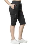 UZARUS Womens Cargo Capri Shorts with 9 Pockets (M, Stone Grey)