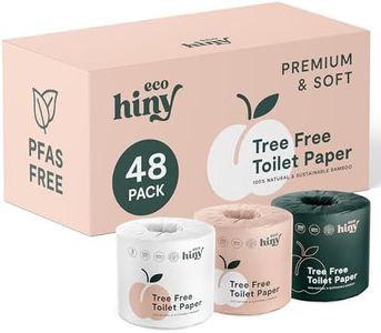 ecoHiny Premium & Soft Bamboo Toilet Paper | 48 Mega Rolls, 3 PLY & 350 Sheets | FSC Certified, PFAS Free, BPA Free, Septic Safe | Eco Friendly & Tree Free Toilet Tissues | Plastic Free Packaging