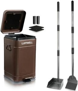 LUFFWELL 12L/3.2 Gal Metal Dog Poop Trash Can Outside with Pooper Scooper, Outdoor Dog Poop Trash Can, Dog Waste Trash Can for Indoor Outdoor Bathroom Office, Soft Close, Black, Spade & Tray