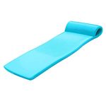 TRC Recreation Sunsation 1.75” Thick Vinyl Coated Foam Swimming Pool Float Mat Adult Lounger with Built-In Roll Pillow, Tropical Teal