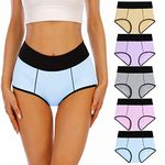 Senllori Ladies High Waist Knickers Women's Cotton Briefs Underwear Full Back Coverage Panties Plus Size Multipack 5 Pack Multicolor Size 3XL