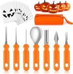 Mengine Halloween Pumpkin Carving Kit, 7 Piece Set Professional Pumpkin Carving Tools Heavy Duty Stainless Steel with Stencils and Storage Bag for Halloween Pumpkin Decorative