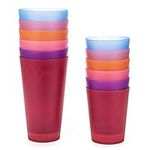 KX-WARE 32-ounce and 18-ounce Plastic Tumblers/Drinking Glasses/Party Cups/Iced Tea Glasses Set of 12, 6 Assorted Colors | Unbreakable, Dishwasher Safe, BPA Free