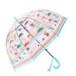 Chesoon Kids Dome Umbrella with 8 Ribs and Smooth Automatic Handle, Identify Tag, Rounded Beads, Cute Bear Surface for Boys Girls,Blue