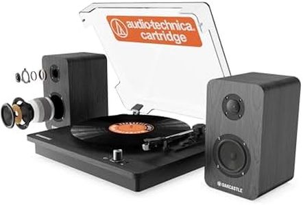 Vinyl Record Player with Speakers | Bluetooth Turntable with AUX & Headphone Jack | Vinyl Player with Speakers, Multi-Playback Options, 45RPM Adaptor and Audio Technica Cartridge | Oakcastle TT200