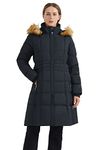 Orolay Women's Puffer Down Coat Winter Jacket with Faux Fur Trim Hood Black M