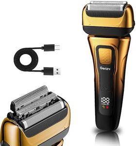 Gertzy Electric Shaver for Men Face, Men's Razor, Cordless Beard Foil Shavers with Pop Up Trimmer, Wet Dry Waterproof Rechargeable Type-C Charging, LED Display (Gold)
