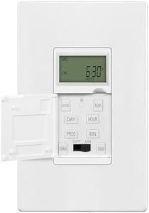 ENERLITES Programmable Digital Timer Switch for Lights, Fans, Motors, 7-Day 18 ON/OFF Timer Settings, 1-Pole, No Neutral Wire Required, UL Listed, cUL Listed, Wall Plate Included, HET01-C-J-WWP, White