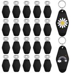 Thyle 100 Pcs Blank Hotel Motel Keychain Bulk Plastic Sublimation Blank Keychains Vintage Rhombus Motel Key Tags Double Sided Heat Transfer Ornaments for DIY Crafting Luggage Tag Label (Black)