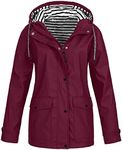 AAZJSS Lightweight Jacket for Women Windbreaker Raincoat Plus Size Waterproof Rain Coats with Hood Wine XX-Large