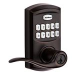 Kwikset 99170-002 SmartCode 917 Keypad Keyless Entry Traditional Residential Electronic Lever Deadbolt Alternative with Tustin Door Handle and SmartKey Security, Venetian Bronze