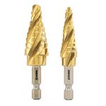 NEIKO 10172A Step Drill Bits with 4-Flute Spiral-Grooved Design Step Bit &1/4-Inch Hex Shanks, Step Drill Bit Set for Metal, Quick-Change Step Up Drill Bit for Metal, Unibit Step Drill Bit Metal