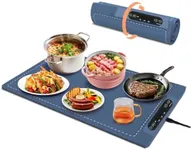 Food Warming Mat for Buffet, Electric Warming Tray to Keep Food Warm at Party, Silicone Heating Mat with 3 Temperature Levels& Auto Shut-Off, Portable Food Warmer for Parties Home Travel (Blue)