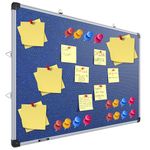 GOSHU 3 feet x4 feet Notice Premium Material Pin-up Board/Pin-up Board/Soft Board/Bulletin Board/Pin-up Display Board for Office, School and Home with 50 Push Up Pins (3x4 feet Blue, Pack of 1)