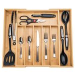 SMIRLY Bamboo Silverware Organizer for Drawer - Kitchen Drawer Organizer, Kitchen Utensil Organizer for Kitchen Drawers - Silverware Tray for Drawer - Flatware & Cutlery Organizer in Drawer