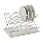 Naedien 2 Tier Dish Drainer Rack with Drip Tray, Stainless Steel Sink Dish Drying Rack, Draining Board Rack, Dish Drying Shelf, Cutting Board Holder, Dish Racks for Kitchen Counter