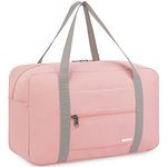 WANDF Small Cabin Bag 40x20x25 for Ryanair Airlines Foldable Underseat Travel Water-Resistant Hand Luggage Holdall Weekend Overnight Bag for Women Men (Pink 20L)