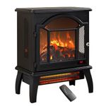 Freestanding Electric Fireplace Heater,Portable Infrared Fireplace Stove with 4 Types of 3D Realistic Flame Effects,Adjustable Temperature Compact Indoor Space Heater,Timer&Remote Control,18"-1500W.