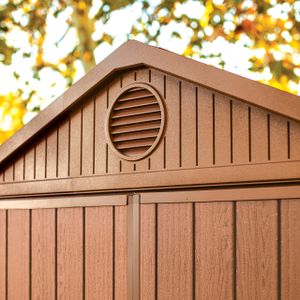 Keter Darwin 6x4ft Outdoor Garden Storage Shed – Brown Wood Look, Double Door, All-Weather, Fade-Free