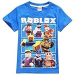 Children Roblox T-Shirt Kids' Games Family Gaming Team Tee Shirt Breathable Cotton Top for Girls Boys Teens (blue2, 140(7-8years))