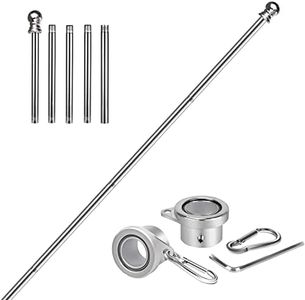 evertoco 6FT Stainless Steel Flag Pole, Tangle Free Flag Poles for 3x5 Flags, Outdoor Flag Pole for House Yard Garden, 1inch Diameter Flagpole with Bearing Aluminum Alloy Rings Rust Free