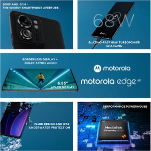 Motorola Edge 40 Smartphone, Jet Black – 6.55” OLED Display