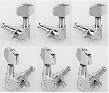 Musiclily 3L3R Guitarra Clavijas de Afinación Clavijero de Repuesto para Guitarra Eléctrica Acústica, Botón Grande Cromado