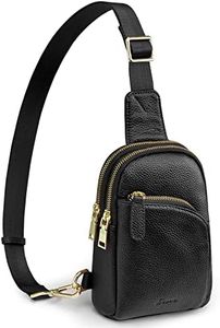 S-ZONE Small Genuine Leather RFID Blocking Small Sling Bag for Women Men Hiking Daypack