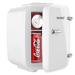 YASHE Mini Fridge, 4 Liter/6 Cans Small Fridgerator for Bedroom, AC/DC Thermoelectric Cooler and Warmer for Skincare Drink Office Dorm Car, White