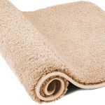 wyewye Microfibre Bath Mat, Door Mat, 2cm Super Thick Bath Rug, Super Absorbent Bathroom Rug 60x90 cm, Camel