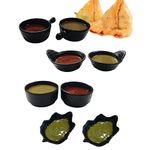 DECOR VIBES Melamine Small Chutney Dip Bowl Set for Snacks / Tiny Sauce Dip Bowls for Party and Daily use Serving Platter, Unbreakable (Matt Black, Combo of 8)