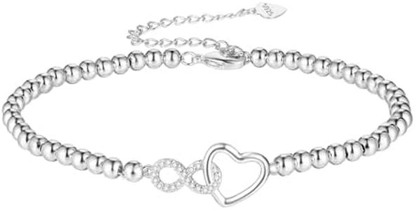 Bracciale donna – Regalo donna infinity cuore braccialetto donna argento 925 – Regalo infinito cuore per donna/mamma Argento sterling